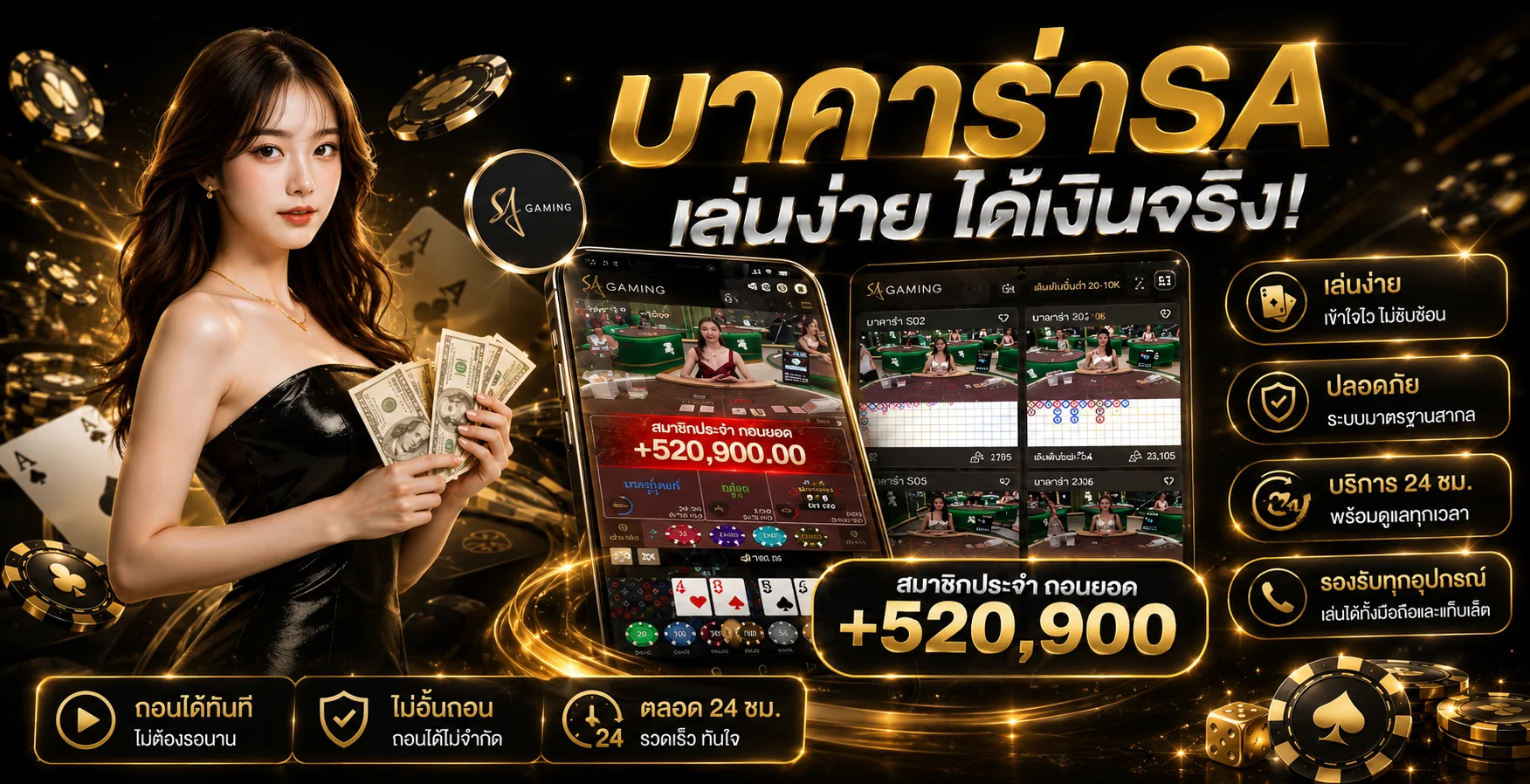 คาสิโนออนไลน์ luckyall99 บาคาร่าสด รูเล็ต เสือมังกร ถ่ายทอดจากคาสิโนจริง